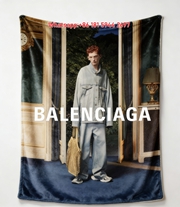 Balenciaga Denim Print Fleece Throw Blanket BA444